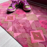 Op maat gemaakte droogloopmat Diamond in goudroze tinten met geometrisch patroon – luxe design deurmat voor binnen van Studio LilaLine