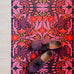 Op maat gemaakte droogloopmat Mirror Bloom in roze en paars met symmetrisch bloemenmotief – unieke design deurmat voor binnen van Studio LilaLine