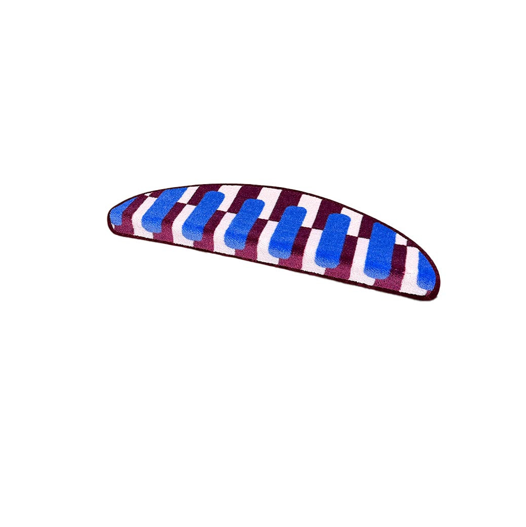 Graphic Oval design trapmat in Blauw bruin kleuren met grafisch patroon