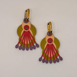 Oorbellen Peacock – Mosgroen, Paars & Perzik
