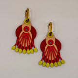 Oorbellen Peacock – Rood, limegroen & Perzik