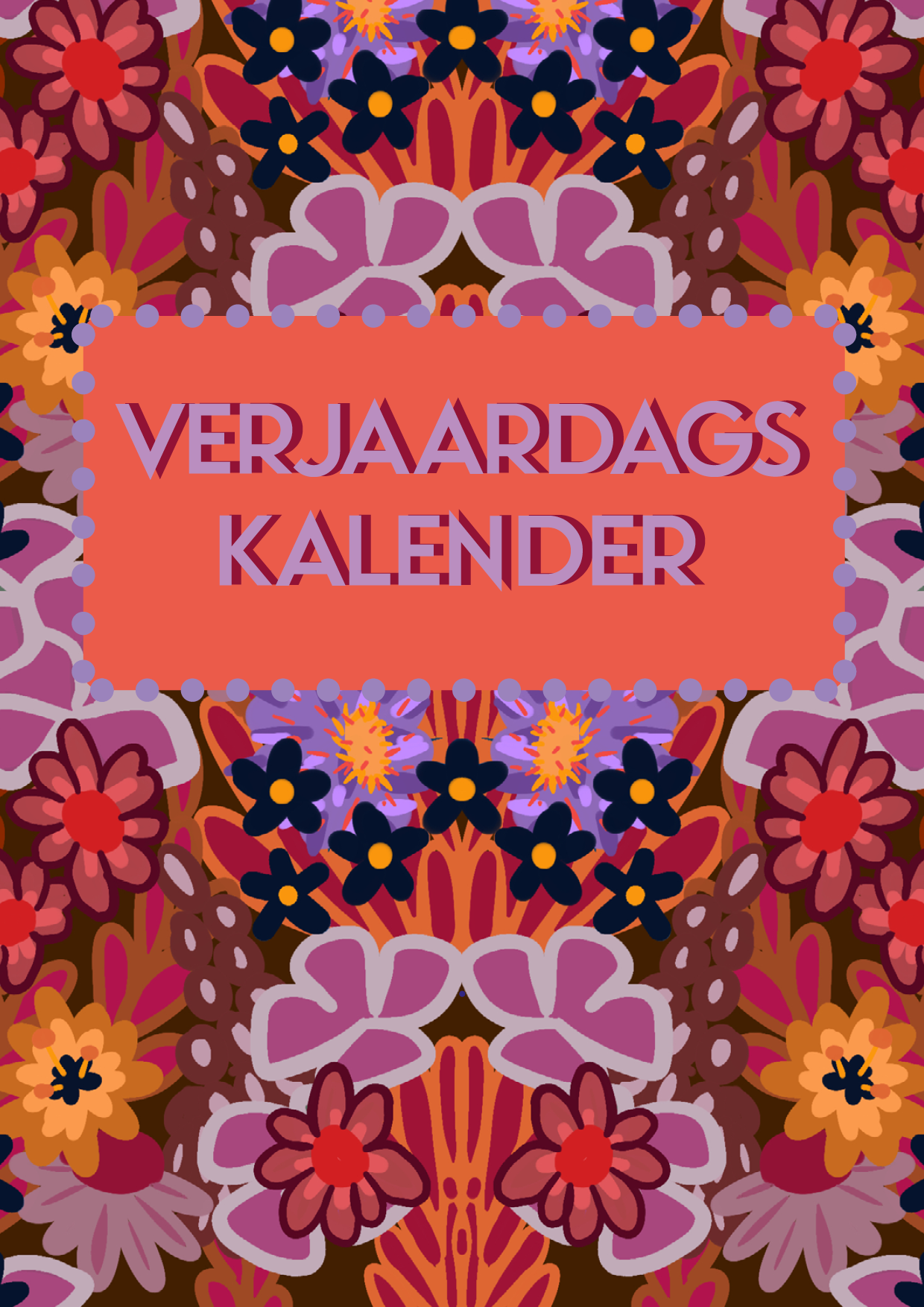 Verjaardagskalender van Studio LilaLine met twaalf kleurrijke, illustratieve pagina’s – elke maand is versierd met een unieke print uit de LilaLine-collectie, van bloemen en fantasiedieren tot grafische patronen in vrolijke kleuren. De kalender is sfeervol en speels, met voldoende ruimte om verjaardagen en speciale momenten op te schrijven. Een echte blikvanger aan de muur, het hele jaar door.