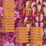 Verjaardagskalender van Studio LilaLine met twaalf kleurrijke, illustratieve pagina’s – elke maand is versierd met een unieke print uit de LilaLine-collectie, van bloemen en fantasiedieren tot grafische patronen in vrolijke kleuren. De kalender is sfeervol en speels, met voldoende ruimte om verjaardagen en speciale momenten op te schrijven. Een echte blikvanger aan de muur, het hele jaar door.