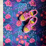 Droogloopmat Flower Dream Petrol met abstracte bloemenprint in blauwgroene tinten
